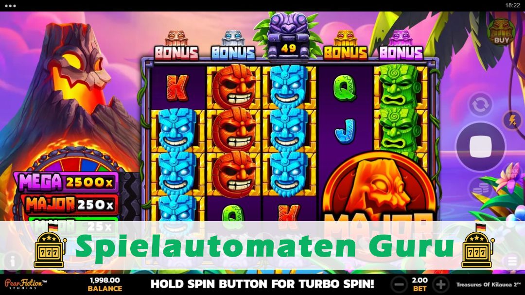 Screenshot der Demo-Version des Spiels Treasures of Kilauea 2 Demo des Spielautomaten Treasures of Kilauea 2