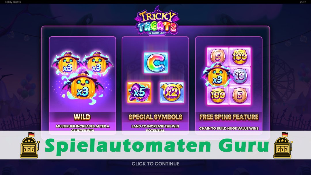Screenshot der Demo-Version des Spiels Tricky Treats Demo des Spielautomaten Tricky Treats