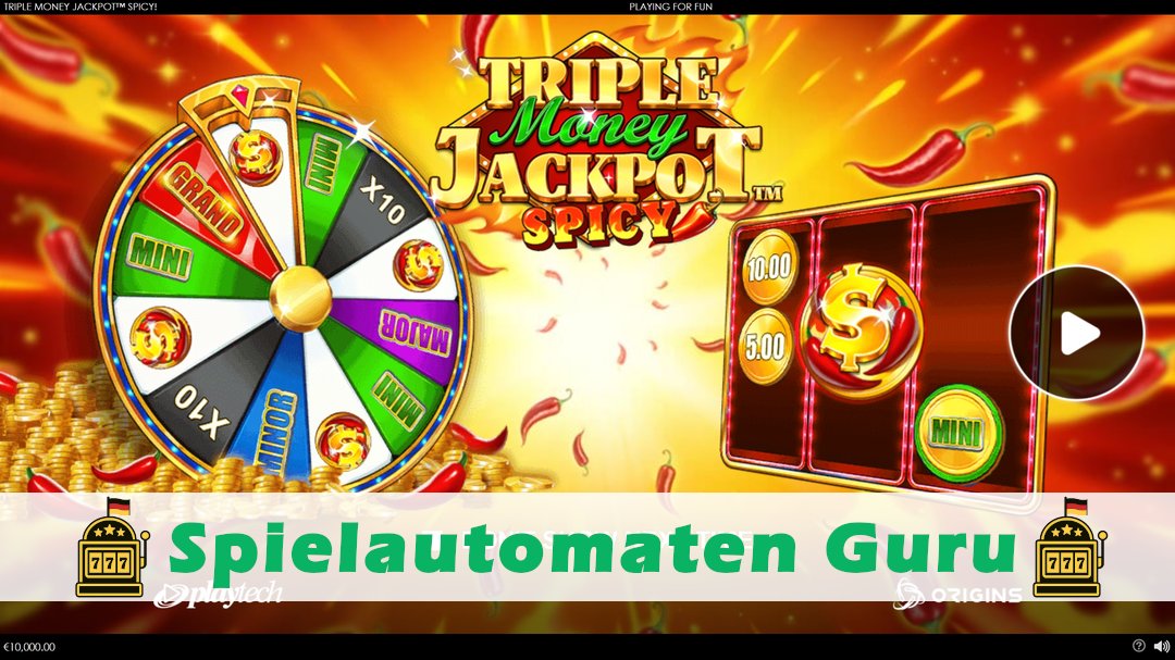 Screenshot der Demo-Version des Spiels Triple Money Jackpot Spicy Demo des Spielautomaten Triple Money Jackpot Spicy