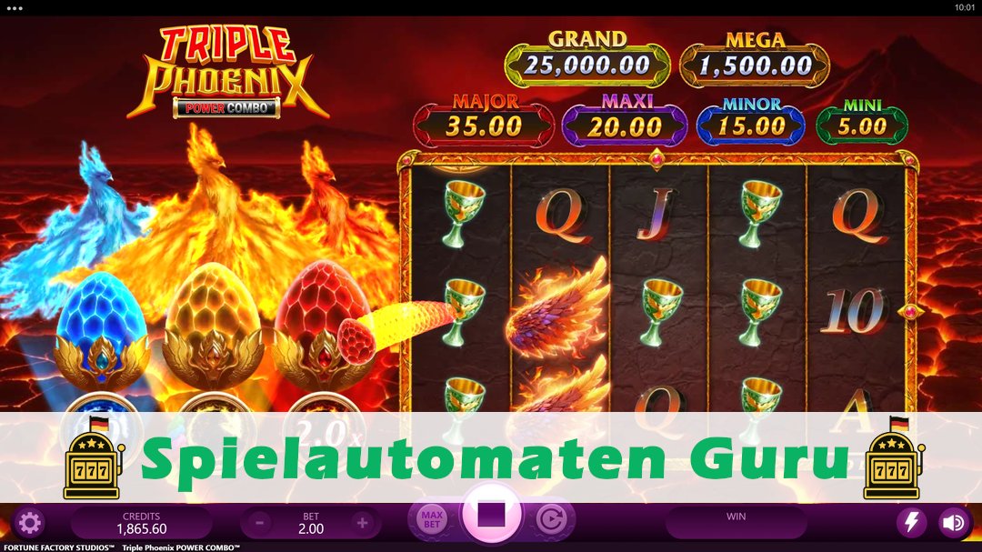 Screenshot der Demo-Version des Spiels Triple Phoenix Power Combo Demo des Spielautomaten Triple Phoenix Power Combo