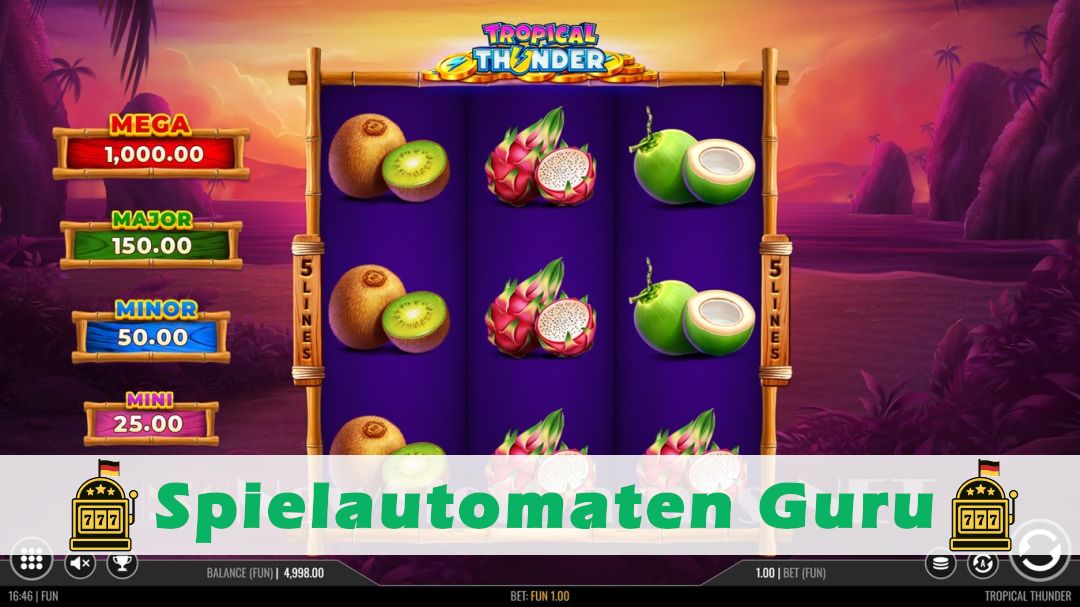 Screenshot der Demo-Version des Spiels Tropical Thunder Demo des Spielautomaten Tropical Thunder