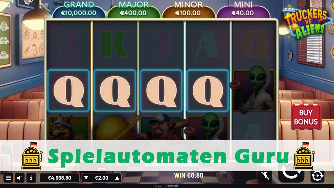 Screenshot der Demo-Version des Spiels Truckers & Aliens Demo des Spielautomaten Truckers & Aliens