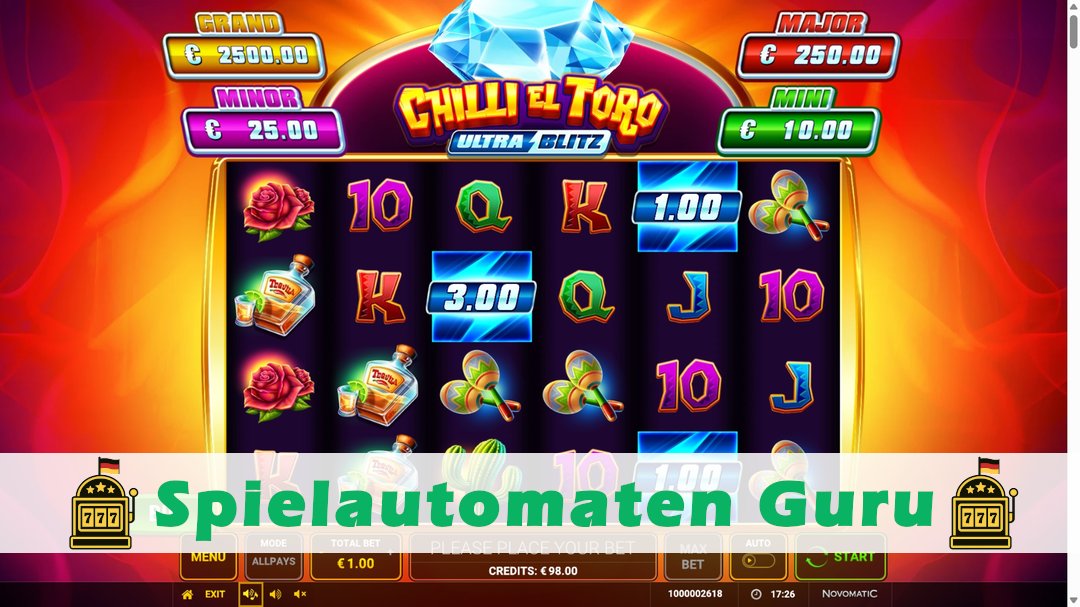 Screenshot der Demo-Version des Spiels Ultra Blitz - Chilli El Toro Demo des Spielautomaten Ultra Blitz - Chilli El Toro