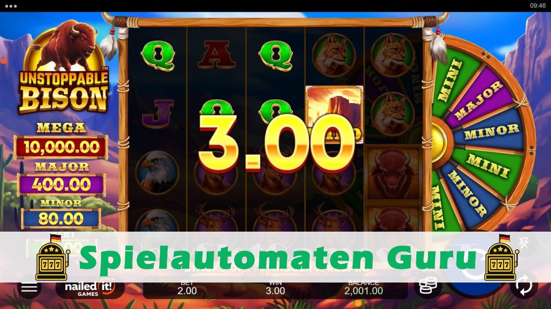 Screenshot der Demo-Version des Spiels Unstoppable Bison Demo des Spielautomaten Unstoppable Bison