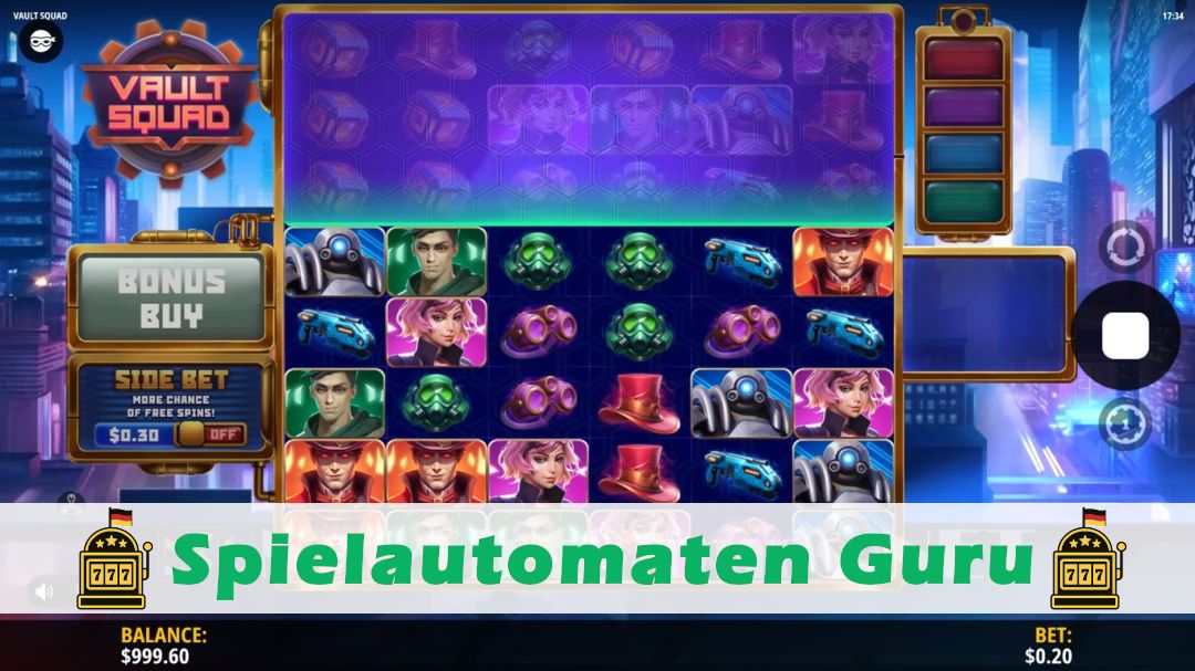 Screenshot der Demo-Version des Spiels Vault Squad Demo des Spielautomaten Vault Squad