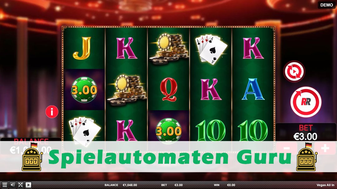 Screenshot der Demo-Version des Spiels Vegas All In Demo des Spielautomaten Vegas All In