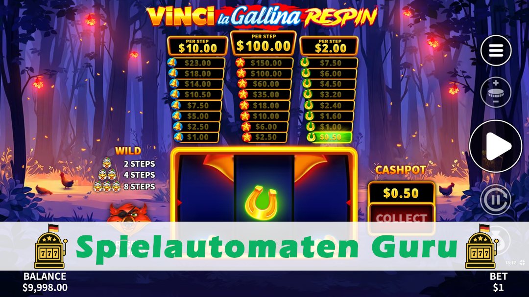 Screenshot der Demo-Version des Spiels Vinci La Gallina Respin Demo des Spielautomaten Vinci La Gallina Respin