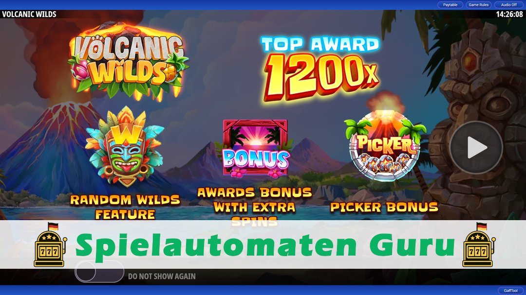 Screenshot der Demo-Version des Spiels Volcanic Wilds Demo des Spielautomaten Volcanic Wilds