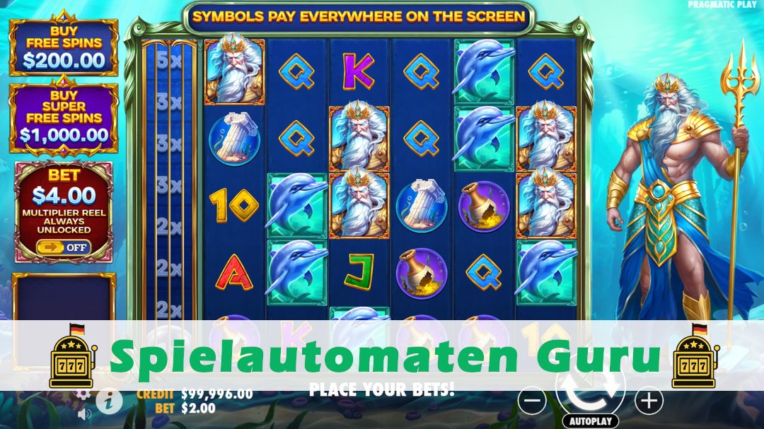 Screenshot der Demo-Version des Spiels Waves of Poseidon Demo des Spielautomaten Waves of Poseidon