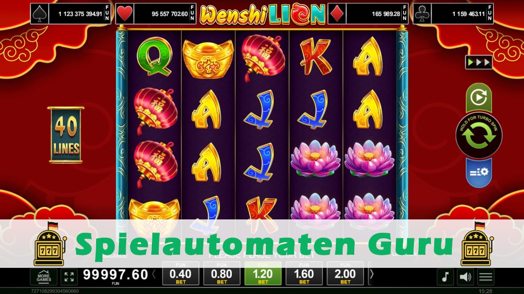 Screenshot der Demo-Version des Spiels Wenshi Lion Demo des Spielautomaten Wenshi Lion