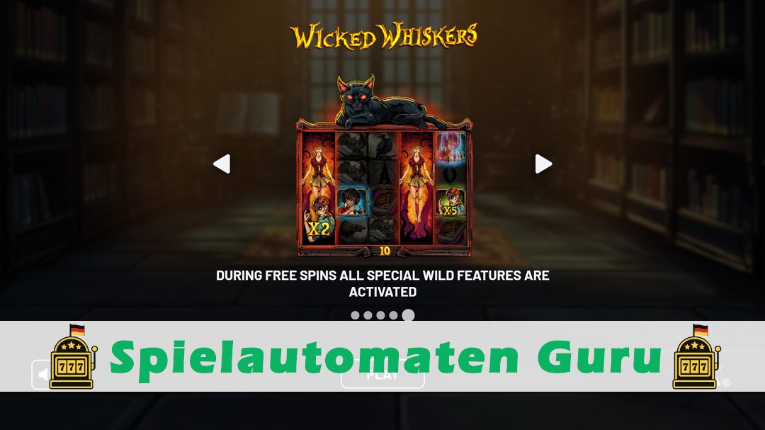 Screenshot der Demo-Version des Spiels Wicked Whiskers Demo des Spielautomaten Wicked Whiskers