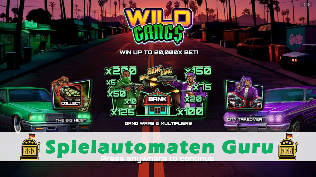 Screenshot der Demo-Version des Spiels Wild Gangs Demo des Spielautomaten Wild Gangs