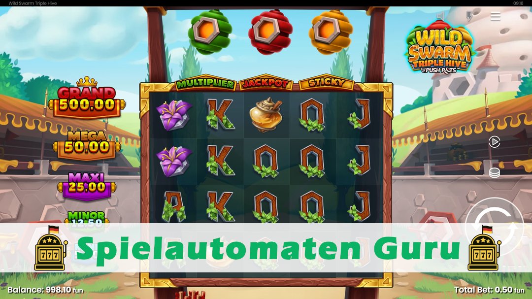 Screenshot der Demo-Version des Spiels Wild Swarm Triple Hive Demo des Spielautomaten Wild Swarm Triple Hive