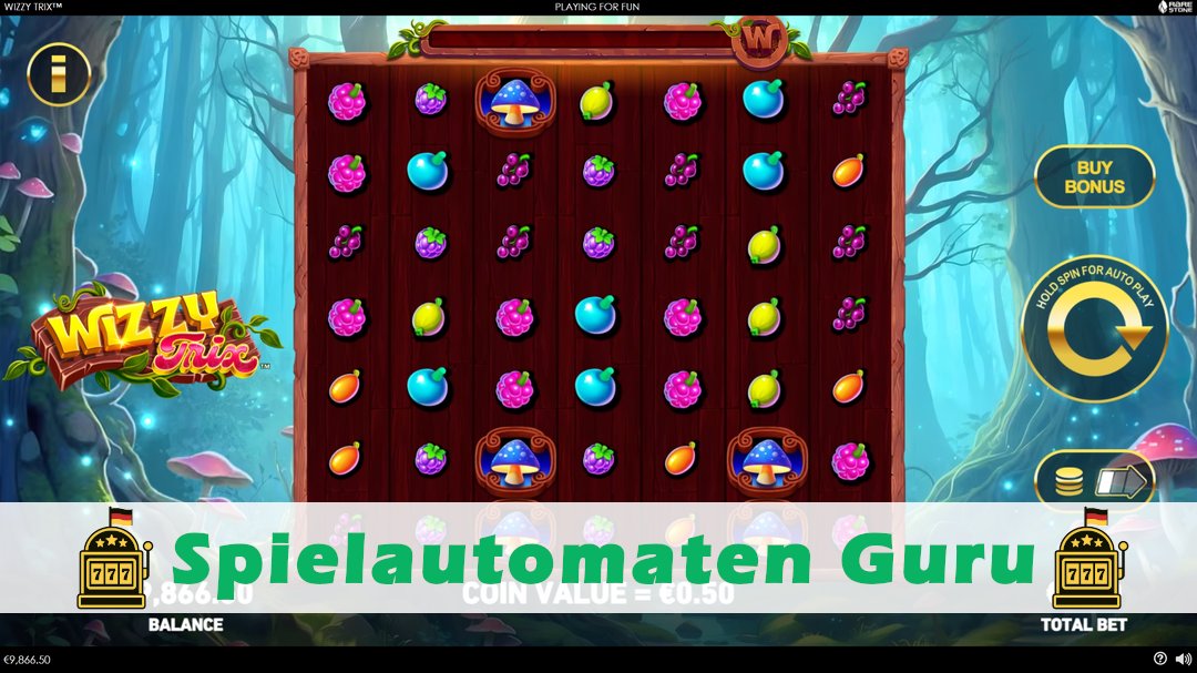 Screenshot der Demo-Version des Spiels Wizzy Trix Demo des Spielautomaten Wizzy Trix