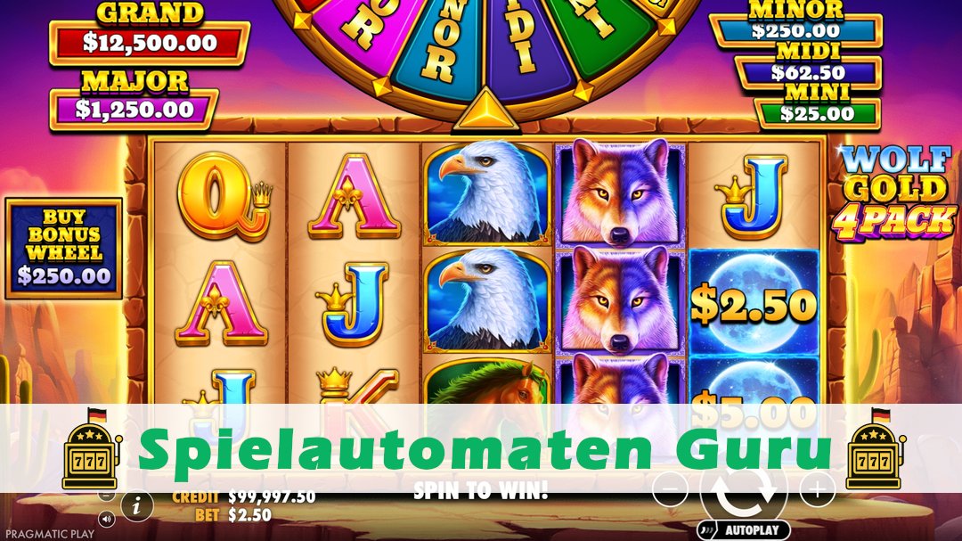 Screenshot der Demo-Version des Spiels Wolf Gold 4 Pack Demo des Spielautomaten Wolf Gold 4 Pack