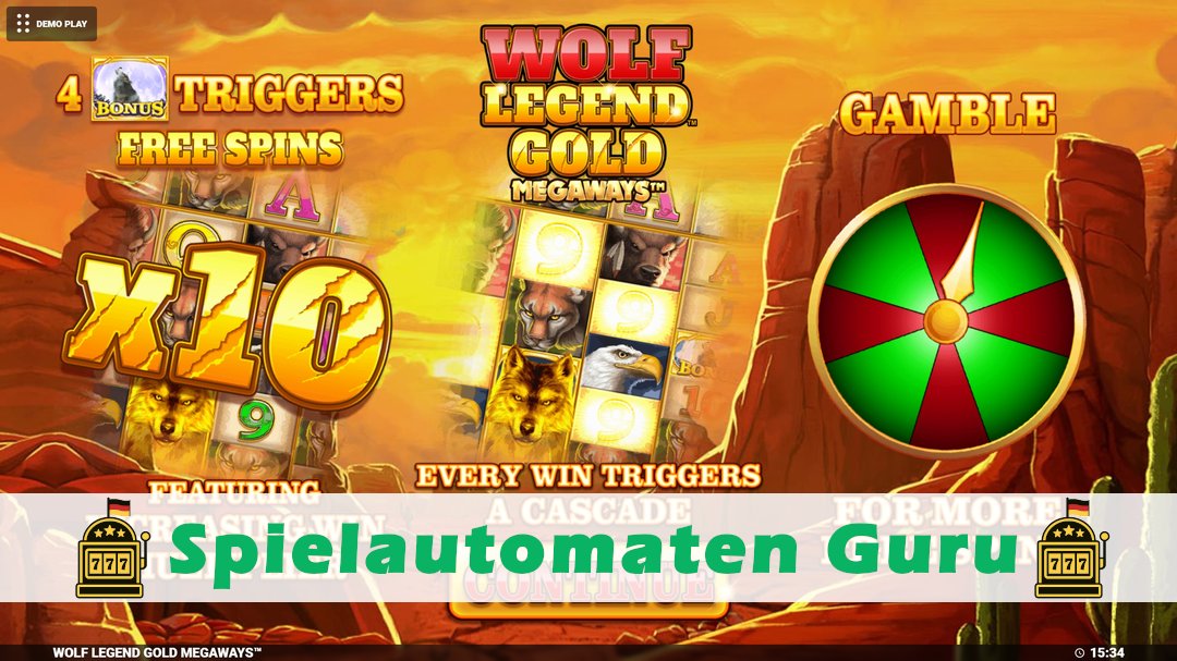 Screenshot der Demo-Version des Spiels Wolf Legend Gold Megaways Demo des Spielautomaten Wolf Legend Gold Megaways