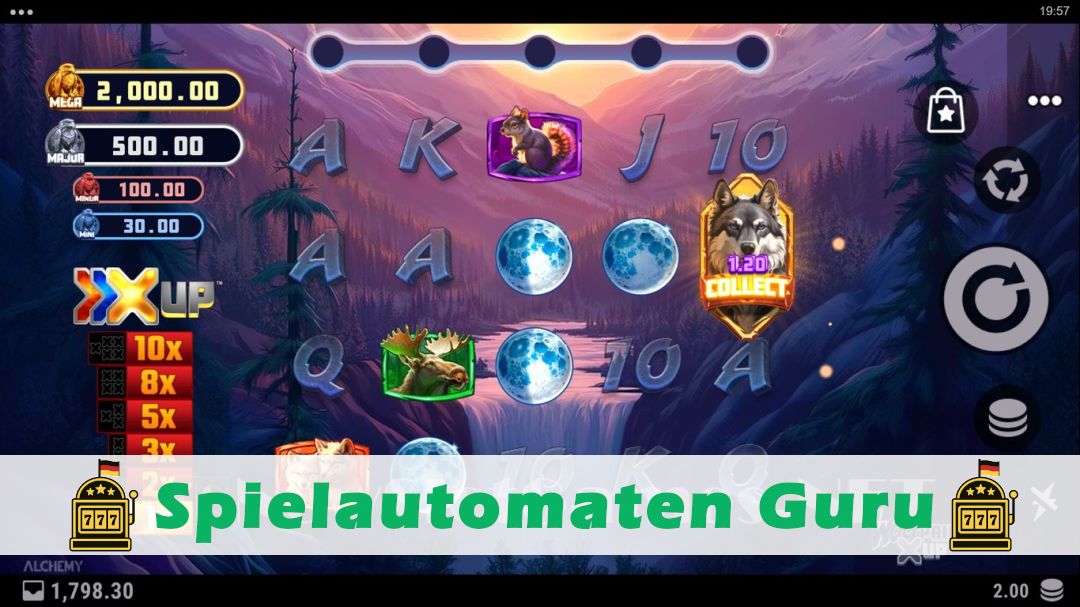 Screenshot der Demo-Version des Spiels Wolf Prime X UP Demo des Spielautomaten Wolf Prime X UP