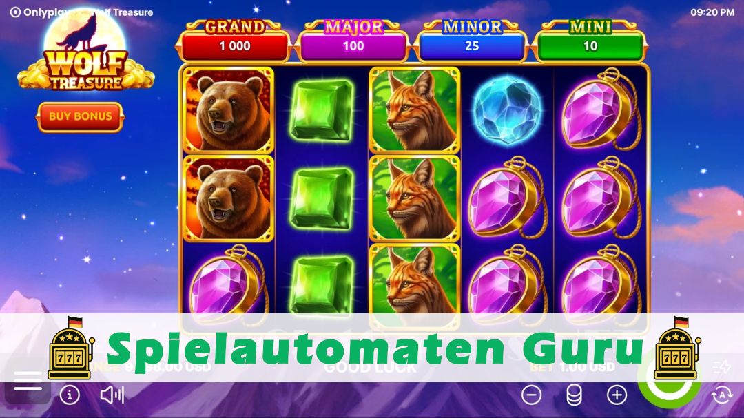 Screenshot der Demo-Version des Spiels Wolf Treasure Demo des Spielautomaten Wolf Treasure