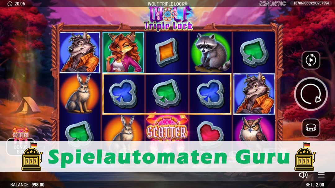 Screenshot der Demo-Version des Spiels Wolf Triple Lock Demo des Spielautomaten Wolf Triple Lock