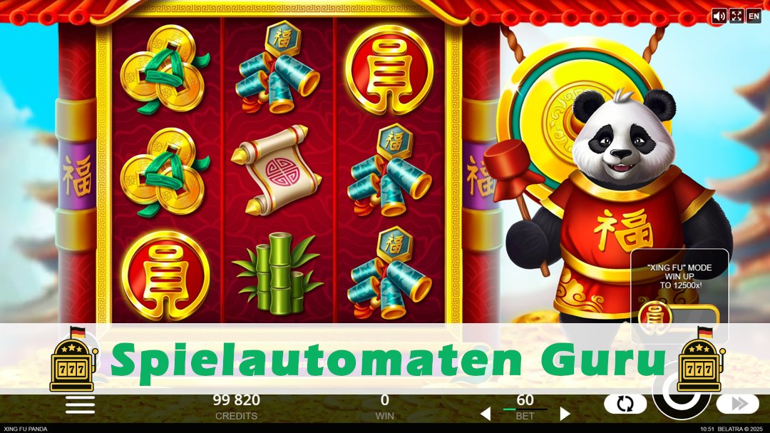 Screenshot der Demo-Version des Spiels Xing Fu Panda Demo des Spielautomaten Xing Fu Panda