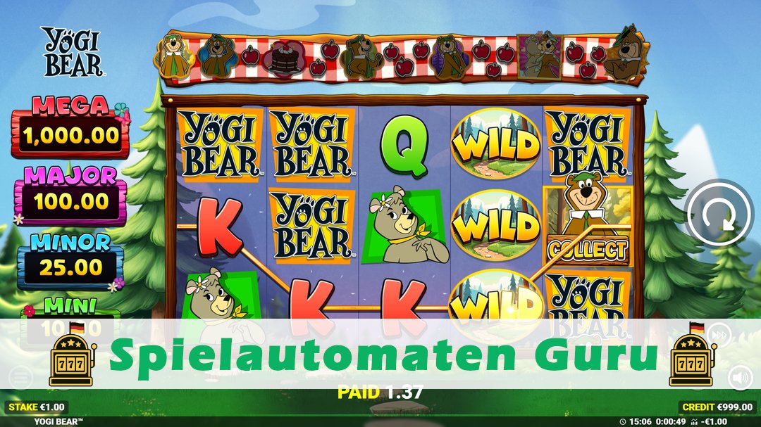 Screenshot der Demo-Version des Spiels Yogi Bear Demo des Spielautomaten Yogi Bear