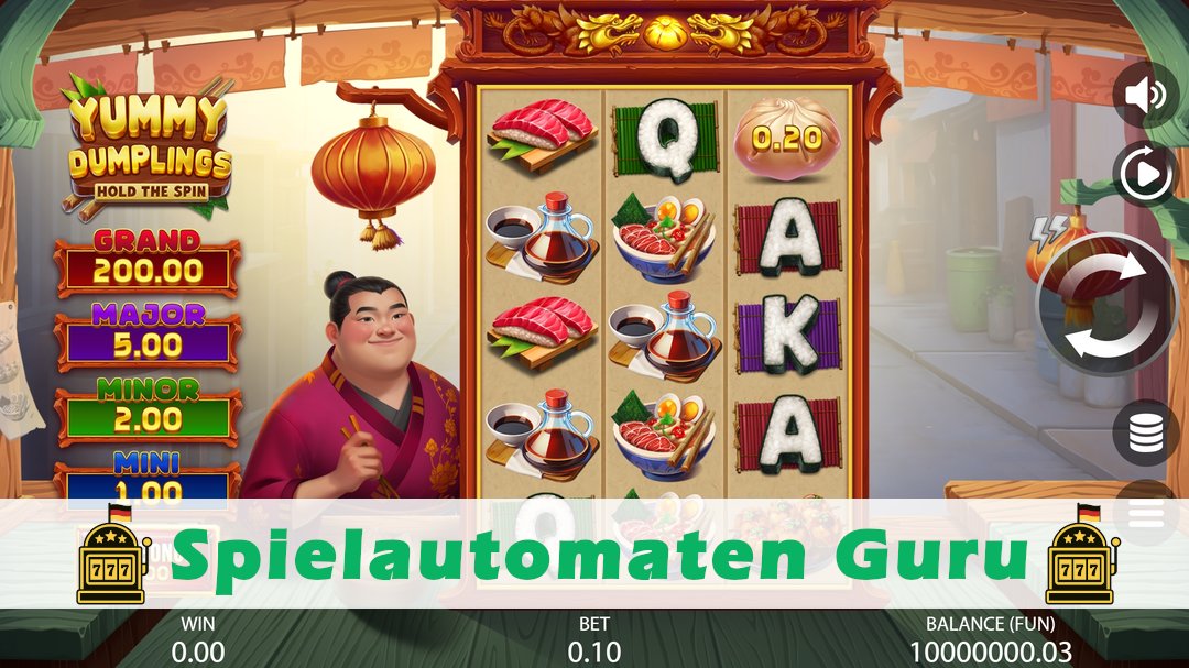 Screenshot der Demo-Version des Spiels Yummy Dumplings Hold The Spin Demo des Spielautomaten Yummy Dumplings Hold The Spin