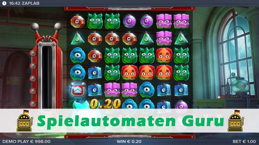 Screenshot der Demo-Version des Spiels ZapLab Demo des Spielautomaten ZapLab