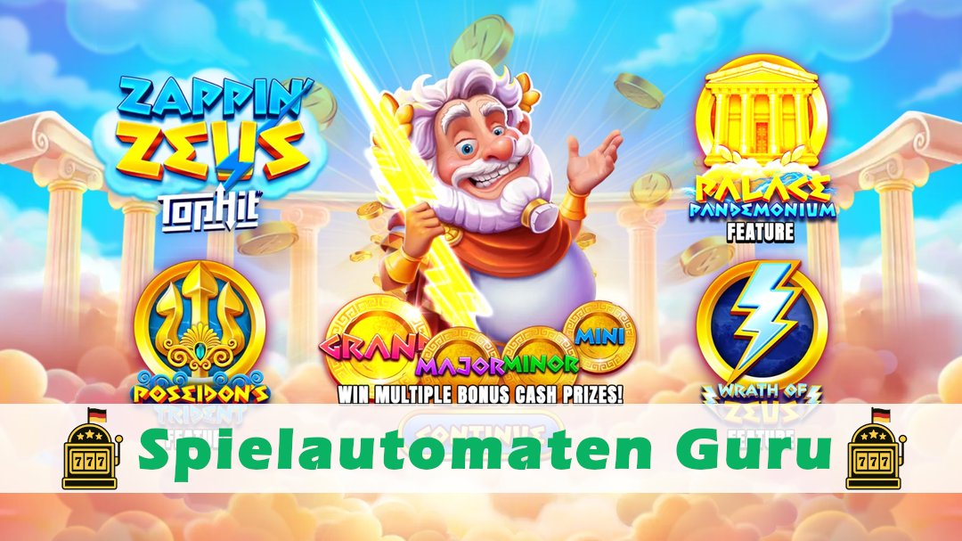 Screenshot der Demo-Version des Spiels Zappin Zeus TopHit Demo des Spielautomaten Zappin Zeus TopHit