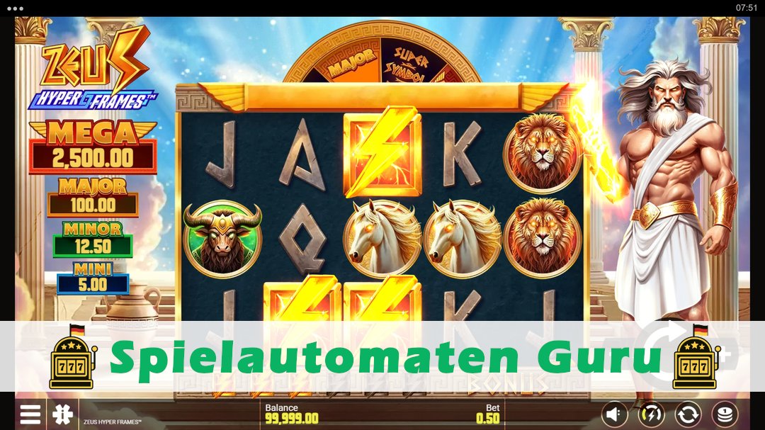 Demo des Spielautomaten Zeus Hyper Frames