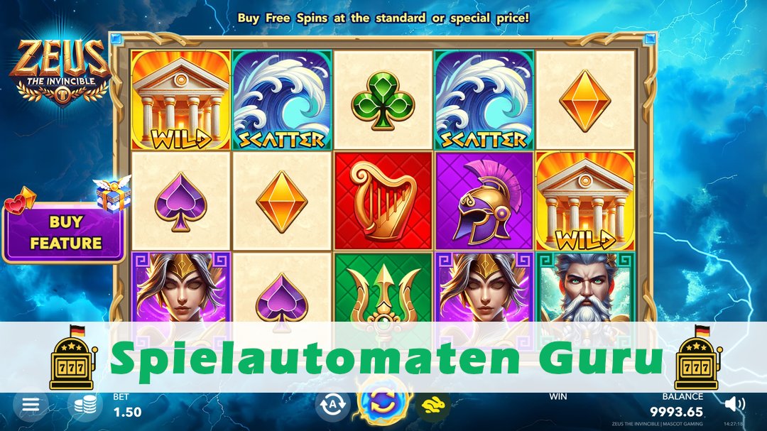 Screenshot der Demo-Version des Spiels Zeus the Invincible Demo des Spielautomaten Zeus the Invincible