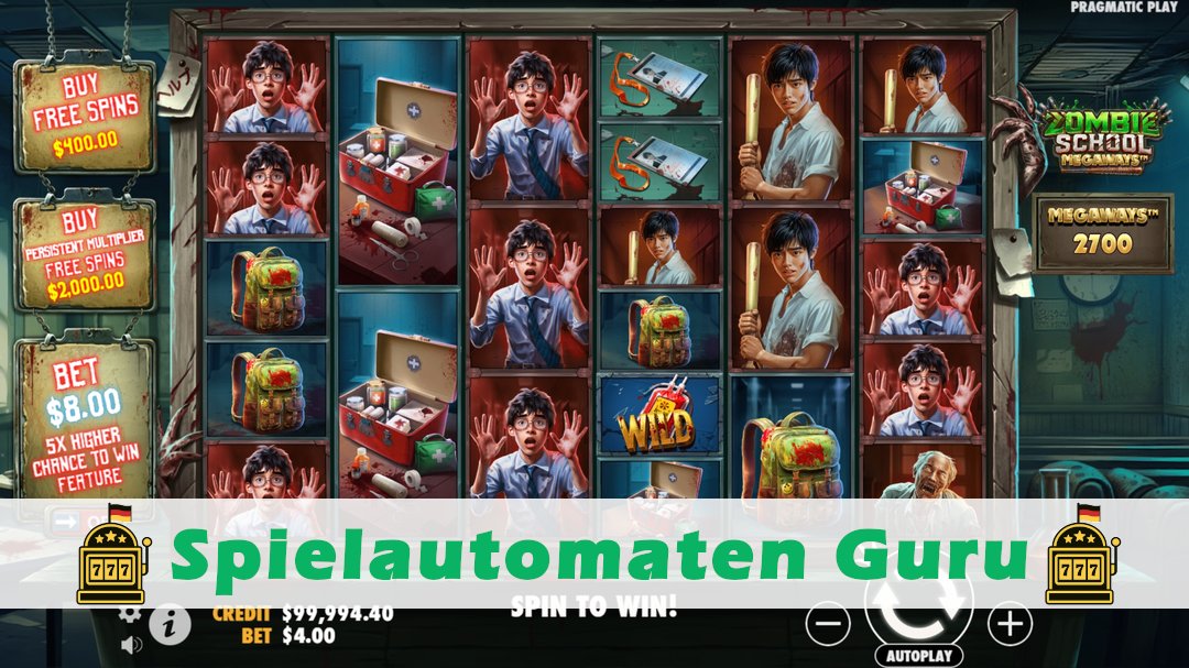 Screenshot der Demo-Version des Spiels Zombie School Megaways Demo des Spielautomaten Zombie School Megaways