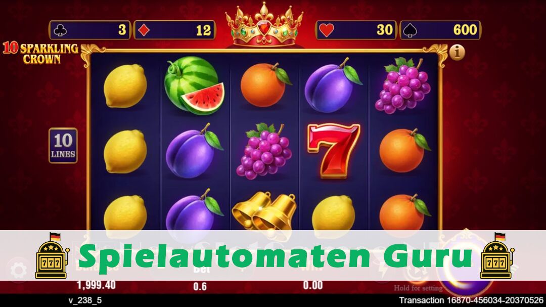 Demo des Spielautomaten 10 Sparkling Crown (TaDa Gaming) Slot