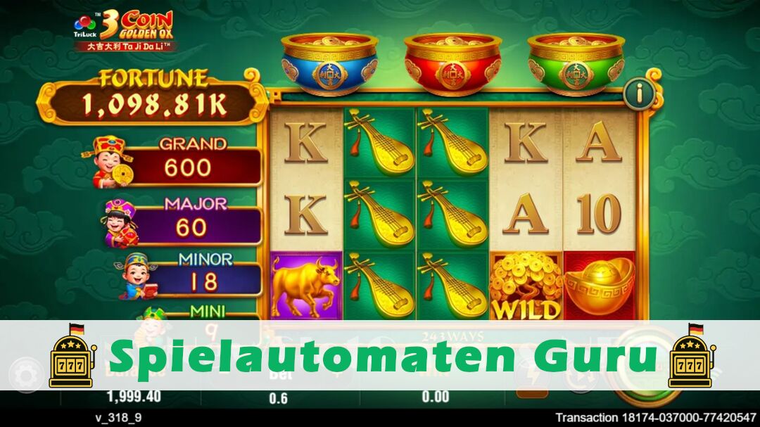 Demo des Spielautomaten 3 Coin Golden Ox (TaDa Gaming) Slot