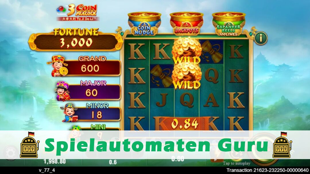 Demo des Spielautomaten 3 Coin Peacock (TaDa Gaming) Slot