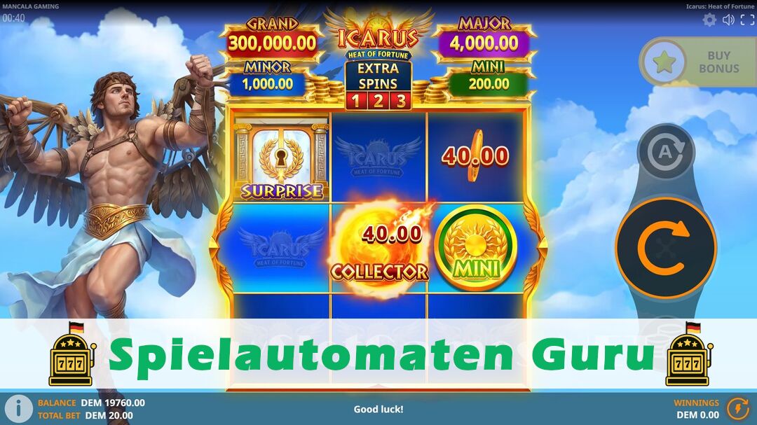 Demo des Spielautomaten Icarus Heat of Fortune (Mancala Gaming) Slot