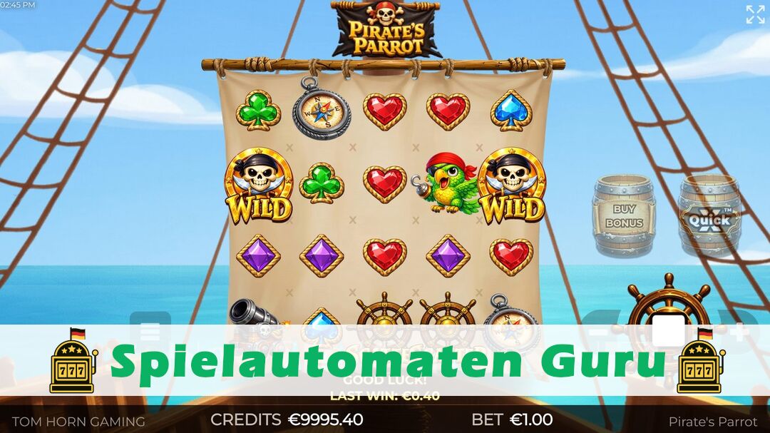 Demo des Spielautomaten Pirates Parrot (Tom Horn Gaming) Slot