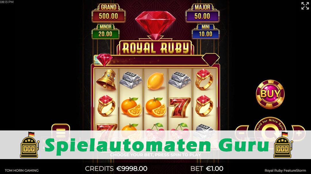 Demo des Spielautomaten Royal Ruby FeatureStorm (Tom Horn) Slot